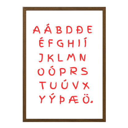 veggspjald með íslenska stafrófinu