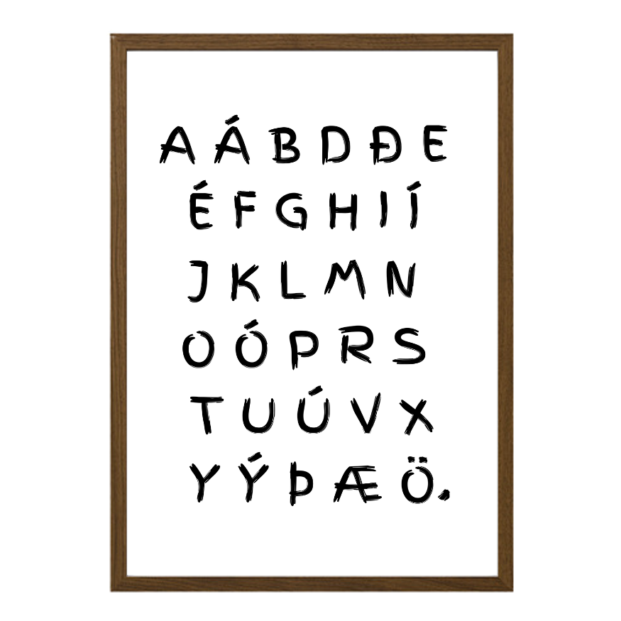 plakat með öllum íslensku stöfunum