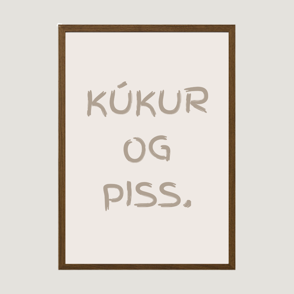Kúkur og piss. baðherbergis plakat með texta