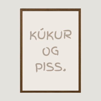 Kúkur og piss. baðherbergis plakat með texta