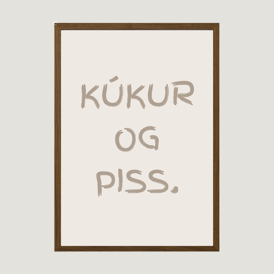 Kúkur og piss. baðherbergis plakat með texta