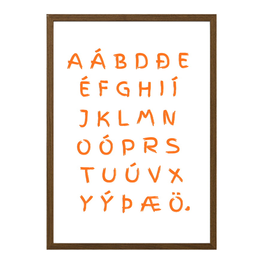 íslenska stafrófið á plakati