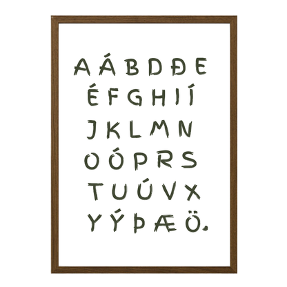 stafrófsplakat prentað á íslandi