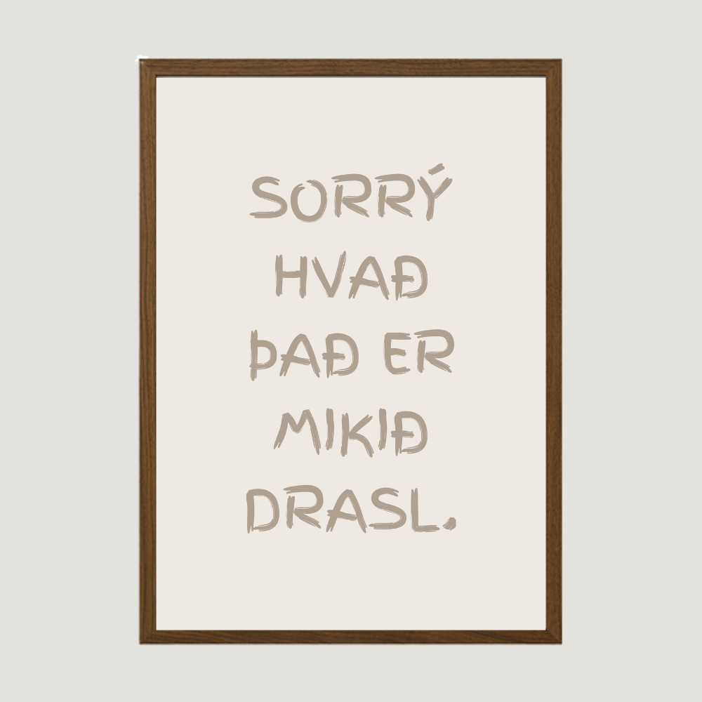 Sorrý hvað það er mikið drasl íslenskt plakat með texta veggspjald