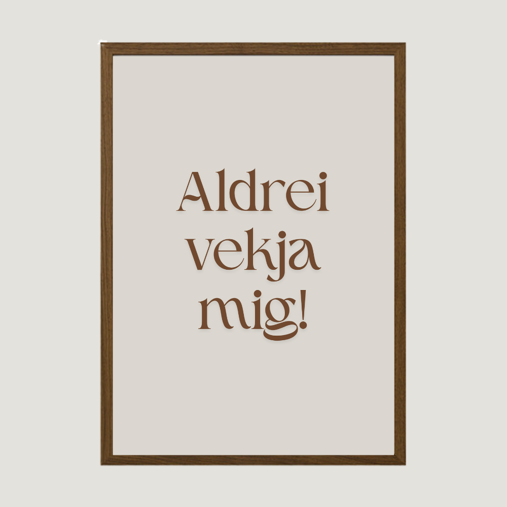 Aldrei vekja mig. Íslenskt veggspjald með texta