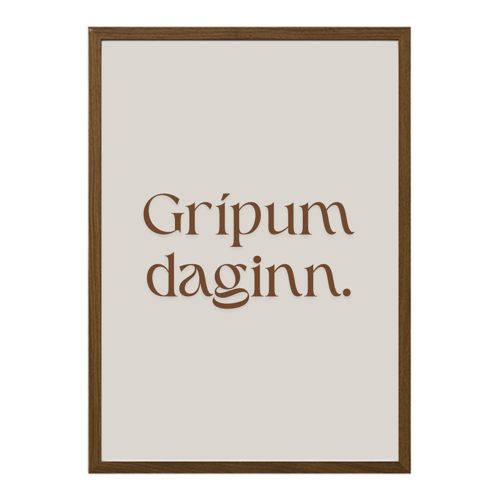 íslenkt grípum daginn veggspjald prentað á hágæða pappír