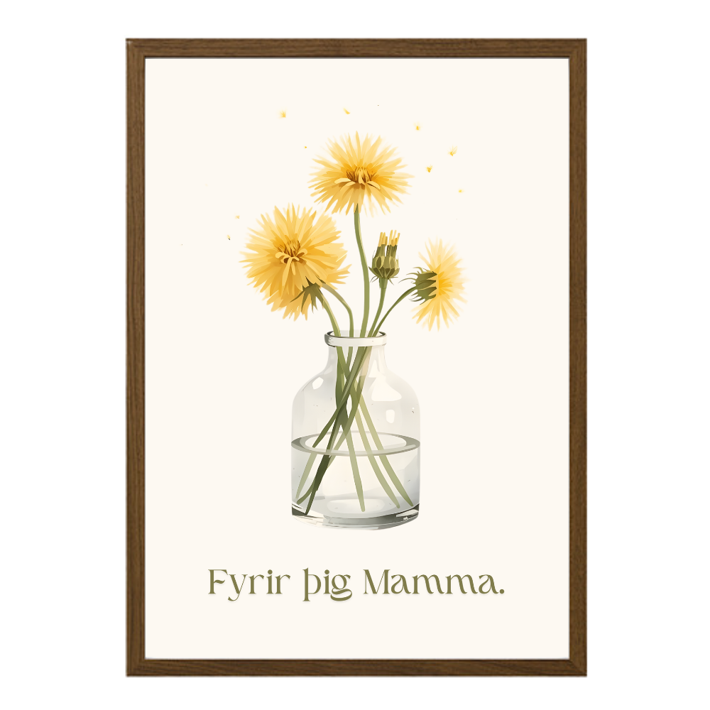 mæðragjöf íslenskt plakat með fíflum handa mömmu