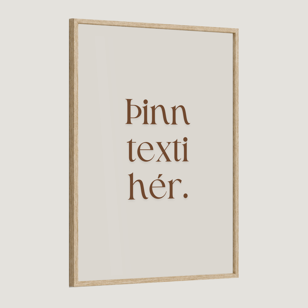 Þinn eigin texti - Sérhannað plakat - Brúnt