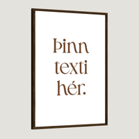 Brúnn texti - hvítur bakgrunur
