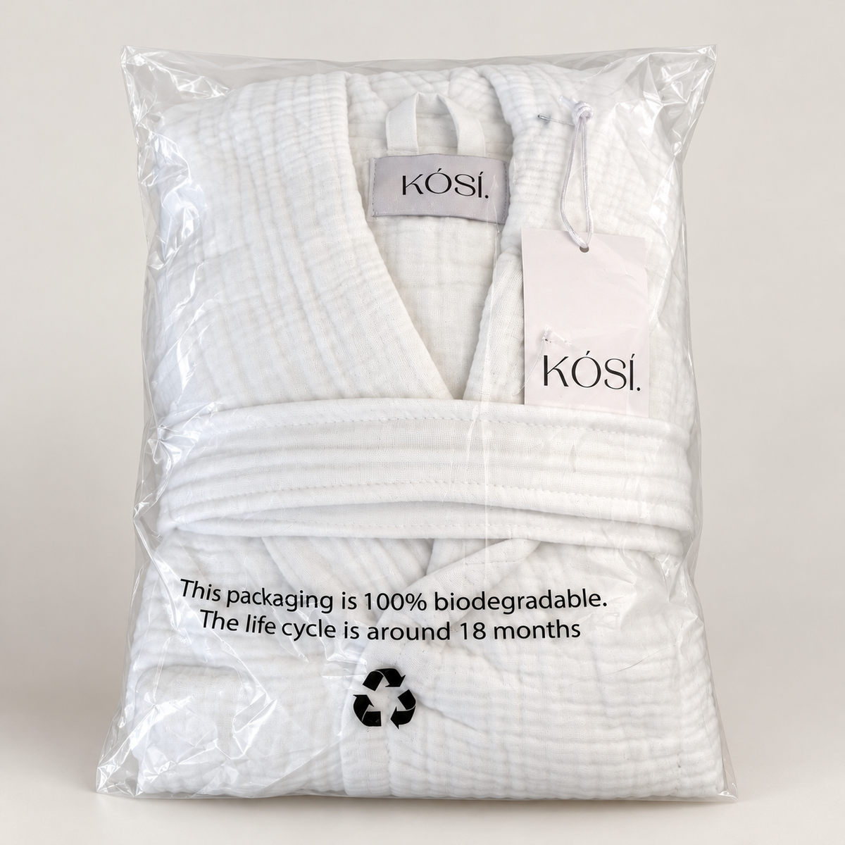 Kósí Muslin sloppur úr 100% lífrænni bómull