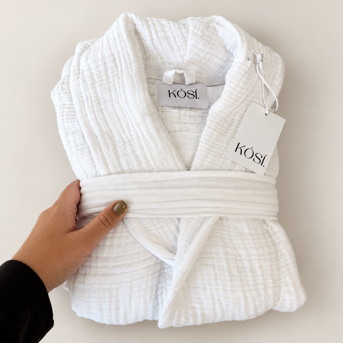 Kósí Muslin sloppur úr 100% lífrænni bómull