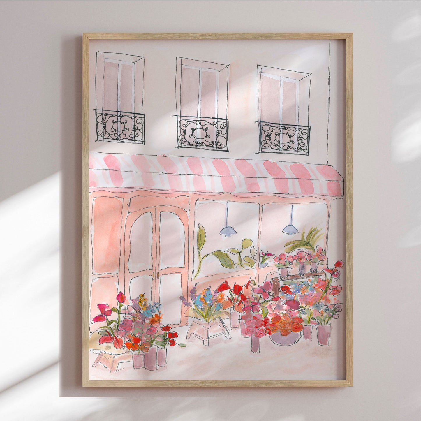 Innrammað verk - Pink Flower Shop - Katharina Puritscher 60 × 80 cm