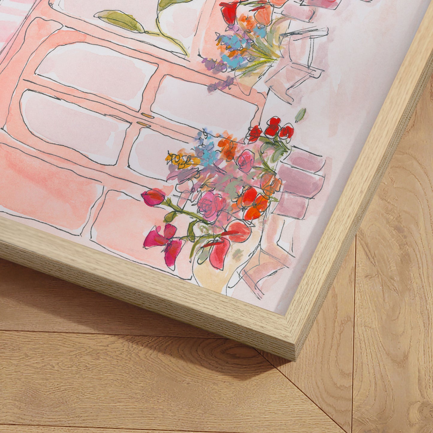 Innrammað verk - Pink Flower Shop - Katharina Puritscher 60 × 80 cm