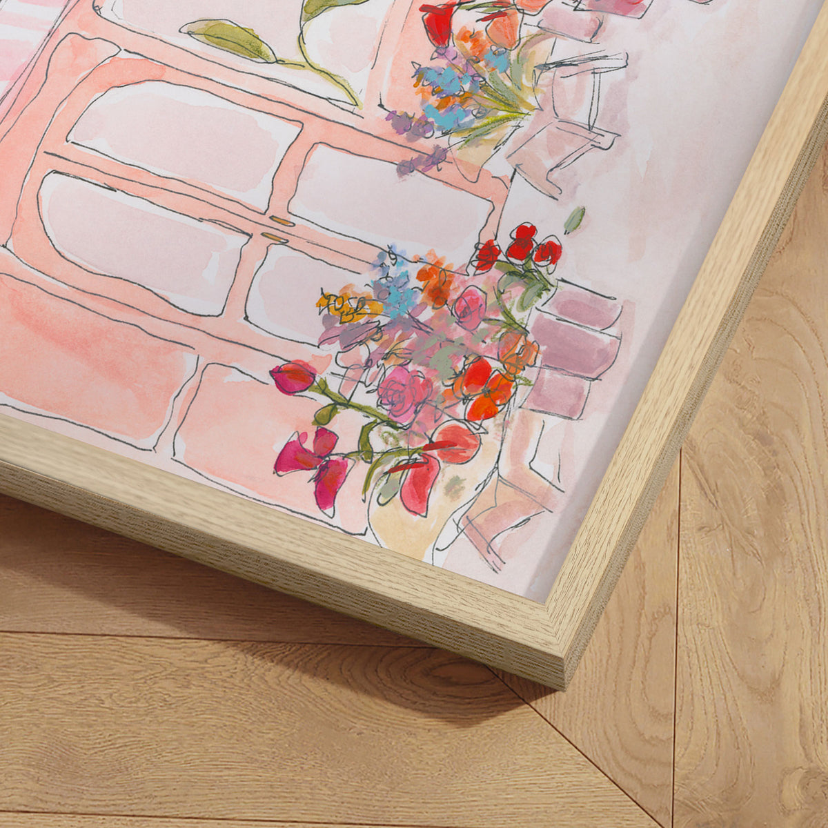 Innrammað verk - Pink Flower Shop - Katharina Puritscher 60 × 80 cm