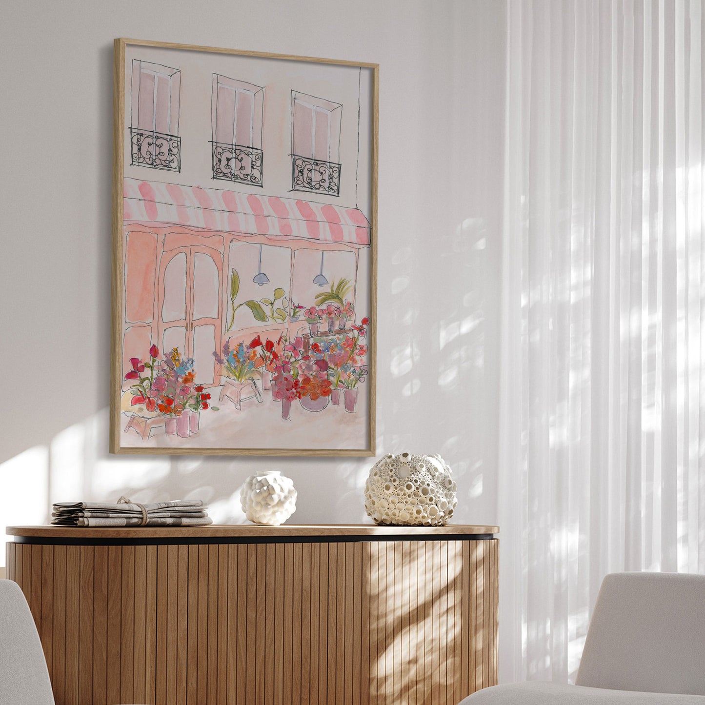 Innrammað verk - Pink Flower Shop - Katharina Puritscher 60 × 80 cm