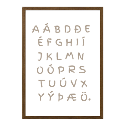 Stafrófsplakat sem sýnir allt íslenska stafrófið